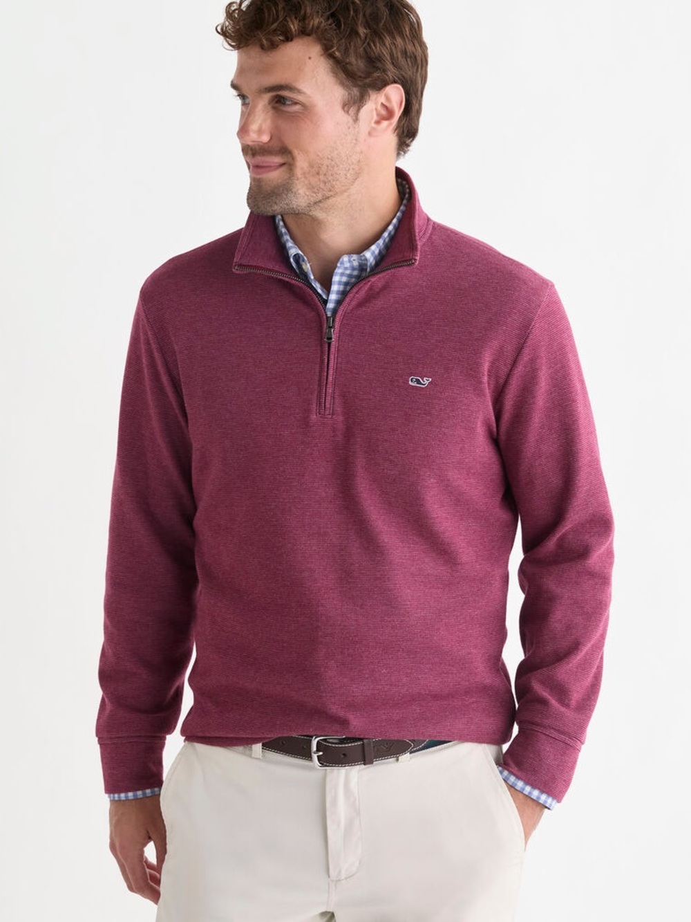🌟 NWT Vineyard Vines Men's Saltwater Quarter-Zip Pullover Crimson XXL - Picture 2 of 14